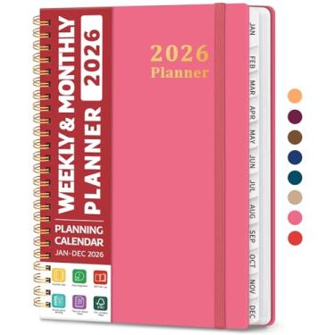 Imagem de Agenda 2026, agenda semanal e mensal, janeiro de 2026 a dezembro de 2026, capa dura, agenda agenda 2026, com abas para mulheres e homens, bolso interno, encadernação espiral, perfeito para escritório