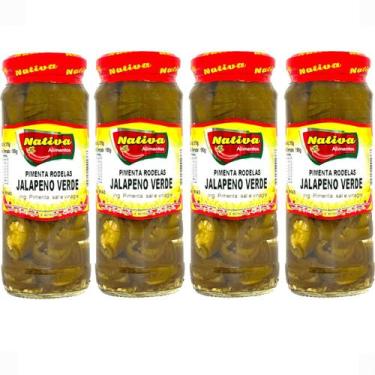 Imagem de 4 Pimentas Jalapeño Verde em Rodelas 310g com 180g Drenado - Nativa