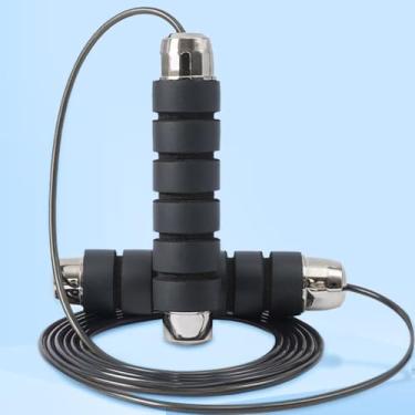 Imagem de Corda de salto de velocidade rápida sem emaranhamento com rolamentos de esferas: cabo de aço ajustável e alças de espuma para fitness, treino em casa