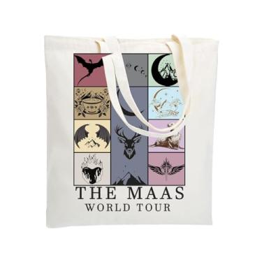 Imagem de WZJHCL Bolsa Bookish Sacola Booktok Sacola de Compras Bookworm Reutilizável Sacola de Mercearia Crescent City, Bolsa Maas, Large