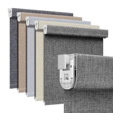 Imagem de Grandekor Persianas de rolo blackout No Drill No Tools - 85 cm x 182 cm Cânhamo - Cinza escuro | Persianas sem fio com proteção UV | Ajuste personalizado para casa, quarto, escritório, sala de estar