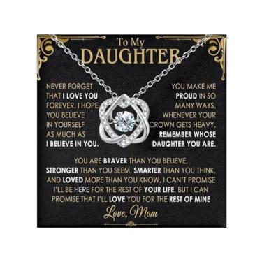 Imagem de Embtrem Colar To My Daughter da Mom Colar de coração de prata para mulheres com pingente de zircônia cúbica presentes para filha da mãe joias presentes para ela, Cobre, Sem Pedra Preciosa