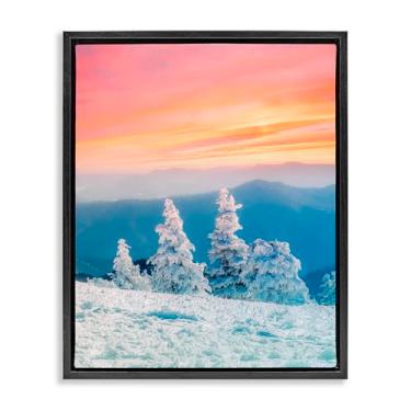 Imagem de Stupell Industries Arte de parede em tela flutuante marrom com moldura de fogo e gelo, por Jared Kreiss, 78 x 63 cm