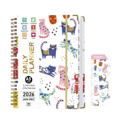 Imagem de TFDLCG zm Agenda acadêmica 2026, junho a dezembro de 2026, semanal e mensal, livro de planejamento escolar, agenda diária de capa dura com abas, tamanho pequeno A5 (16 cm x 21,6 cm) para estudantes