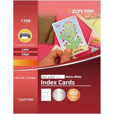 Imagem de VZCPYTPM Cartões retangulares impressos de 6,3 cm x 9 cm, cartolina branca fosca para impressoras a laser e jato de tinta – Cartão em branco 450 no total, perfuração fácil de rasgar, cartões
