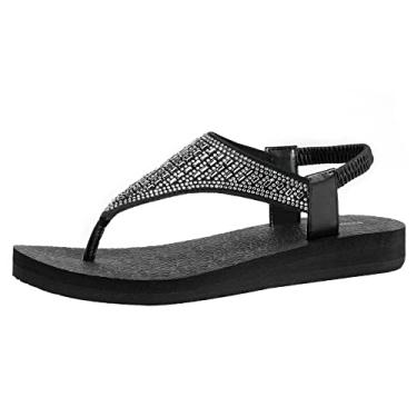 Imagem de Ranberone Sandália feminina casual de praia para o verão, Preto, branco, 36