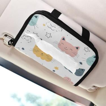 Imagem de SEHANY Porta-lenços de carro de gato fofo, caixa de lenços de papel de carro, suporte de guardanapo retangular dispensador de máscara de carro caixa de lenços de veículo para automóvel universal