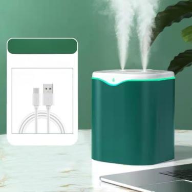 Imagem de Umidificador De Ar 2000ml Grande Com Bico Duplo LED Ultrassônico Difusor Aromatizador De Ambiente(UM019-VERDE 2000ML)
