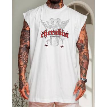 Imagem de Regata Over Machao Anjo Cherubin Algodão 30.1 Macio Verão - AL7, Branc