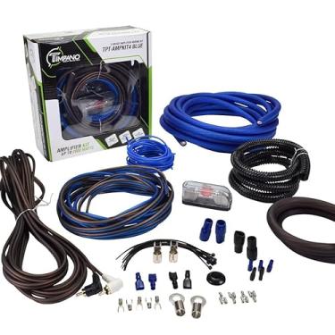 Imagem de Timpano Kit de fiação de amplificador - Kit de amplificador de calibre 4 2000 Watts Instalação de amplificador de carro Kit de cabos CCA - Fusível de 150 Amp único Amp TPT-AMPKIT4 Azul
