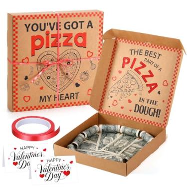 Imagem de Feifeiya 2 caixas de pizza para dia dos namorados, caixa de dinheiro para presente, 25 x 25,4 cm, porta-dinheiro, presente divertido para surpresa, engraçado, clássico, festa do dia dos namorados