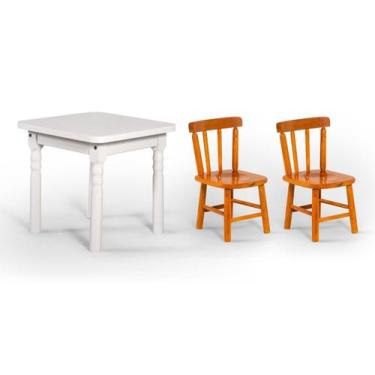 Imagem de Conjunto Mesinha Infantil Branca com 2 Cadeiras Kids Natural - Straub 