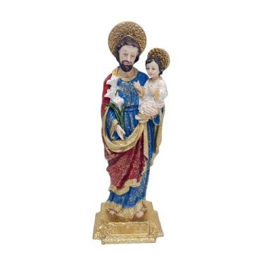 Imagem de FLCPJGV Estátua de São José com o Menino Jesus, Arte Religiosa, Coleção de Objetos para Decoração de Interiores, Natal, Escritório e Casa, Escultura em Resina, 10.5 Cm X 9.2 Cm X