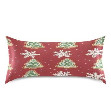 Imagem de Blueangle Fronha de cetim de biscoito de gengibre para cabelo e pele, fronha de seda, tamanho king (50,8 x 101,6 cm) - Capas de almofada de cetim refrescantes com fecho de envelope (109)