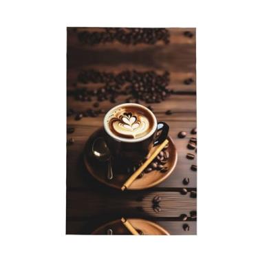 Imagem de XLLingL Delicious Heart Coffee Print Waffle Toalhas de cozinha, panos de prato de microfibra, para decoração e limpeza de cozinha - 1 peça