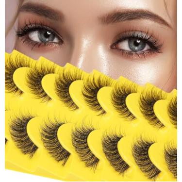 Imagem de Cílios postiços tiras russas D-Curly Wispy aparência natural como extensão de cílios volume faixa transparente olho de gato pacote de cílios postiços