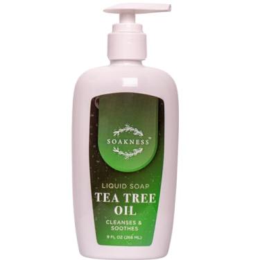 Imagem de Soakness Sabonete líquido para as mãos com óleo de melaleuca - limpeza suave, toque nutritivo, lavagem de mãos multiuso 266 ml