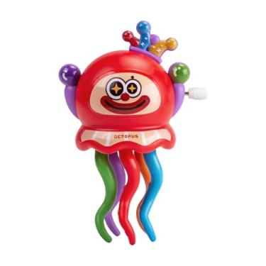 Imagem de KiBcsLic Brinquedo de corda interativo, lembrancinha de festa criativa em forma de polvo mecânico, enfeite de mesa para crianças, meninos e meninas, Vermelho