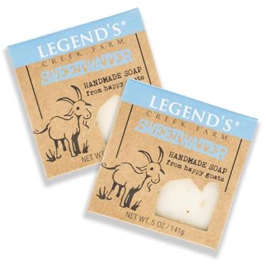 Imagem de Legend's Creek Sabonete de leite de cabra da fazenda – barra hidratante de limpeza para mãos e corpo – 142 g de espuma cremosa, nutritivo, sabonete natural suave para pele sensível (água doce, pacote