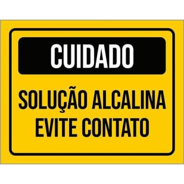 Imagem de Kit 10 Placa Acm Atenção Solução Alcalina Evite 18X23 - Sinalizo