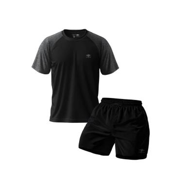 Imagem de Conjunto Camiseta Dry Masculina Raglan E Short Mauricinho Academia Verão Praia Básico-Masculino