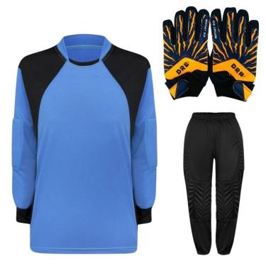 Imagem de Kit de Goleiro Infantil Camisa + Calça Acolchoada + Luva-Unissex