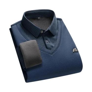 Imagem de Suéter Masculino De Inverno Grosso Com Gola Polo Forrado Em Fleece - M