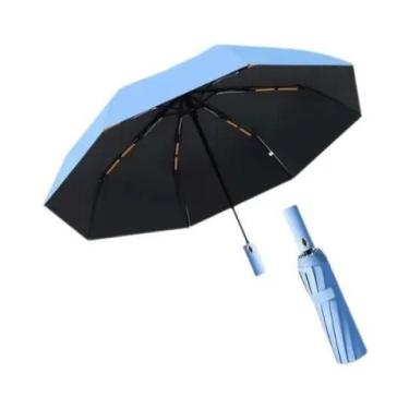 Imagem de Guarda-Chuva Preto Automático Dobrável Para Proteção Contra Sol E Chuv