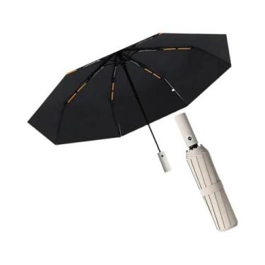 Imagem de Guarda-Chuva Preto Automático Dobrável Para Proteção Contra Sol E Chuv