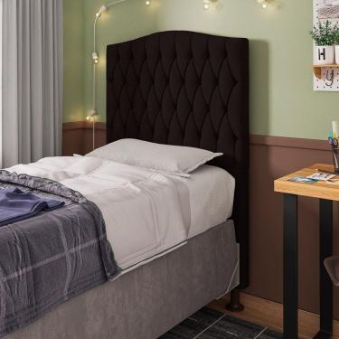 Imagem de Cabeceira Estofada Cama Box Solteiro Greta 90cm com Frame Corano Marrom - Abmaza