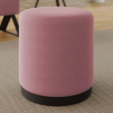 Imagem de Puff Banco Decorativo Orgânico Living Redondo Marí 41x46cm Veludo Rosê - Abmaza