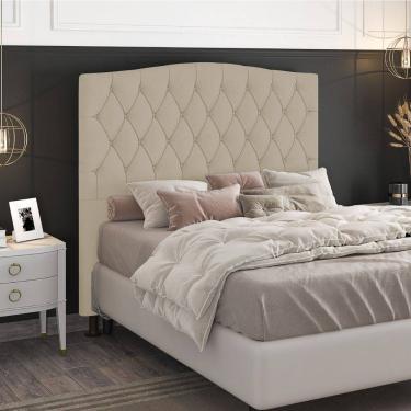 Imagem de Cabeceira Estofada Cama Box Casal Greta 140cm com Frame Corano Bege - Abmaza