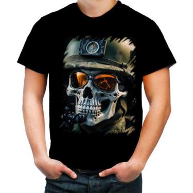 Imagem de Camiseta Colorida Caveira Militar Logo Guerra 5 - Kasubeck Store®, INF