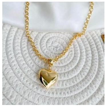 Imagem de Colar coração Liso com passante Folheado a ouro - vt