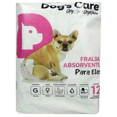 Imagem de Fralda higiênica descartável dogs care g 12 un para cães fêmeas