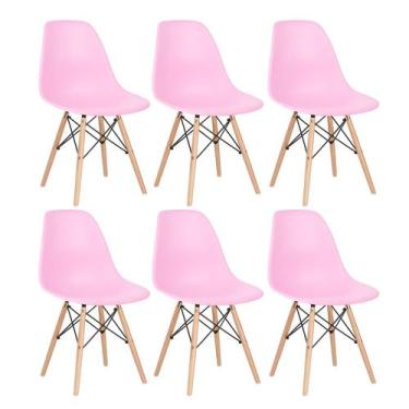 Imagem de Kit 6 Cadeiras Laráz Eames Eiffel DSW - Rosa claro - Laraz