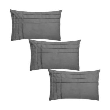 Imagem de Kit 3 Capas para Almofada Drapeada Line T Retangular em Veludo Várias 