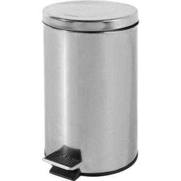 Imagem de Lixeira Redonda Com Pedal Grande 20 Litros Inox Cinza Vonder