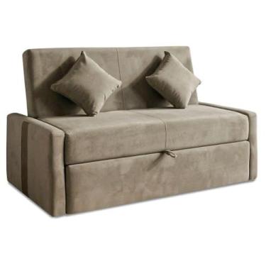 Imagem de Sofá Cama 2 Lugares 1,45m Com Almofadas Chloe Cappuccino - MATRIX