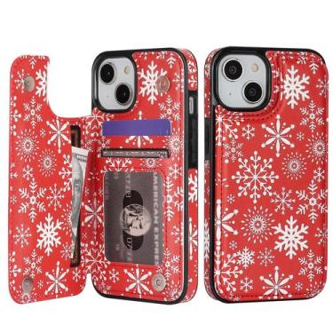 Imagem de Capa para celular HAOPINSH iPhone 14 6.1", carteira de couro PU