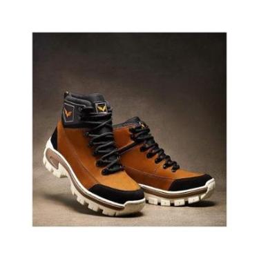 Imagem de Coturno Adventure Couro Masculino Palmilha em Gel Solado Costurado Tratorado Trilha Rap...