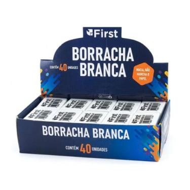 Imagem de Caixa com 40 Borrachas Escolares Médias Brancas Macias Não Mancha Pape