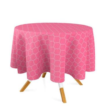 Imagem de Toalha de Mesa Redonda em Tecido Jacquard Rosa Envelhecido Tradicional