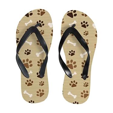 Imagem de Chinelo feminino cão patas pegadas Bon Es sandálias de praia finas para homens verão tanga estilo chinelos de viagem, Multicor, 4-5 Narrow Women/3-4 Narrow Men
