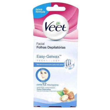 Imagem de Folhas Depilatórias Facial Veet Cera Fria Peles Delicadas 12 unid.