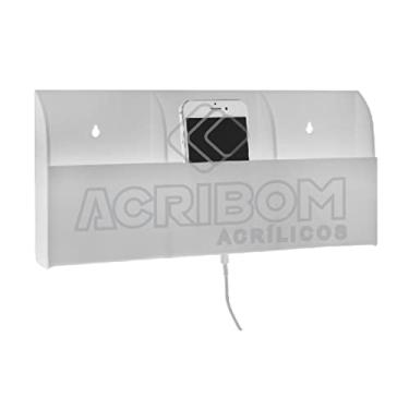 Imagem de Suporte de Parede em Acrílico Branco Triplo Para Celular - Porta Celular - Acribom