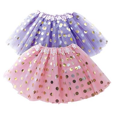 Imagem de Saia tutu de bolinhas para meninas/conjunto de tutu saias de tule rosa e conjuntos de tutus brancos - vestido para meninas festa de aniversário de primavera, fantasia de Halloween, Roxo e rosa, One