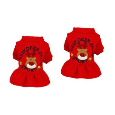 Imagem de Angoily 2 Peças traje de natal gato vestido de cachorro ternos verdes vestidos saia de cachorro vestido de cachorrinho cão de estimação roupas jaqueta com chapéu vermelho