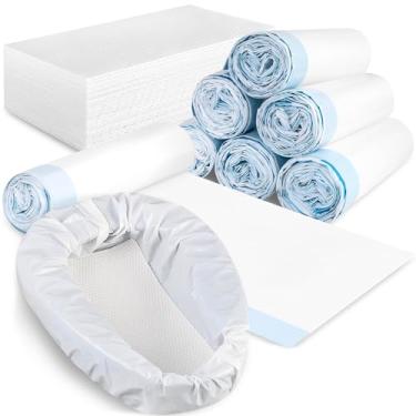 Imagem de Pacote com 70 forros de cabeceira descartáveis com almofadas absorventes – Panelas de cama ou sacos de cabeceira – forros de panela de cama para idosos, homens, mulheres – forros de frigideiras, casas