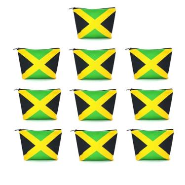 Imagem de VOARYISA Bolsa de maquiagem de lona bolsa de higiene de viagem bolsa de maquiagem para mulheres meninas bandeira da Jamaica reggae, JA-10